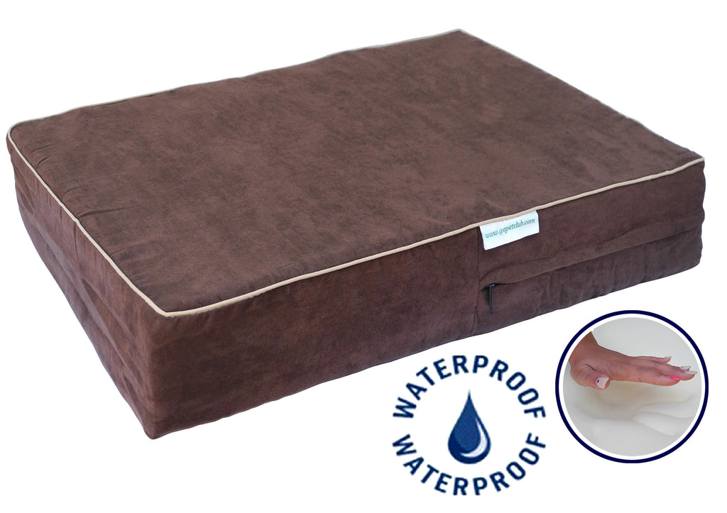4" Solid Memory Foam Bed with Waterproof Cover (Available in 25" to 55") - Chocolate[*]