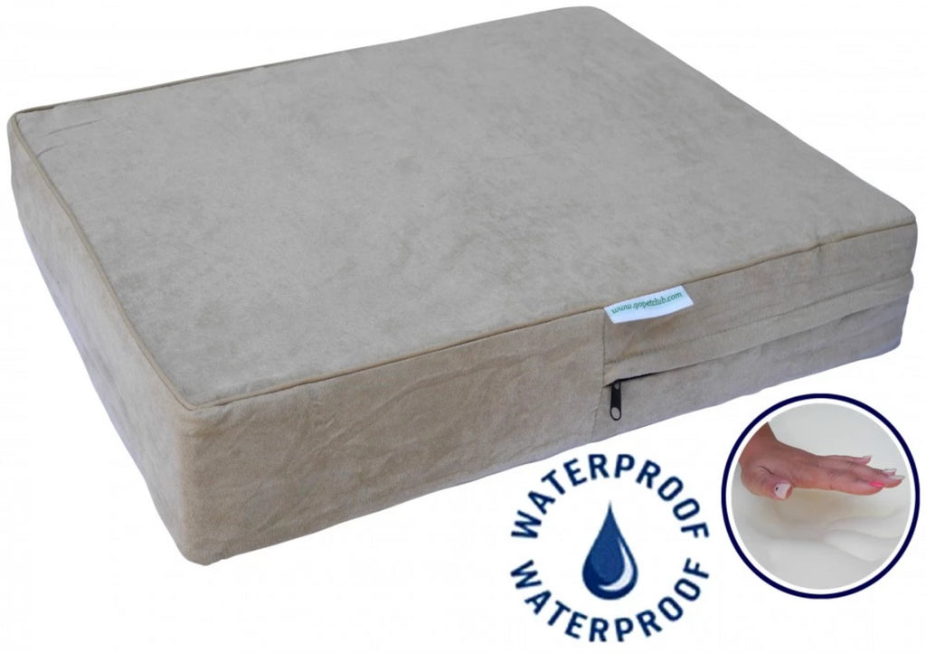 4" Solid Memory Foam Bed with Waterproof Cover (Available in 25" to 55") - Khaki[*]