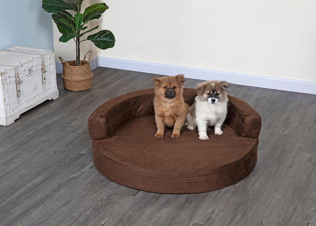 Go Pet Club Round Memory Foam Pet Dog Bed with Bolster and Removable Waterproof cover – Available in Multiple Colors and Styles [*]