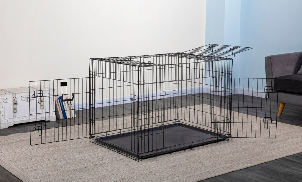 Go Pet Club 3 Door Metal Dog Crate with Divider Available in 24 to 48 42 L x 28 W x 30 H